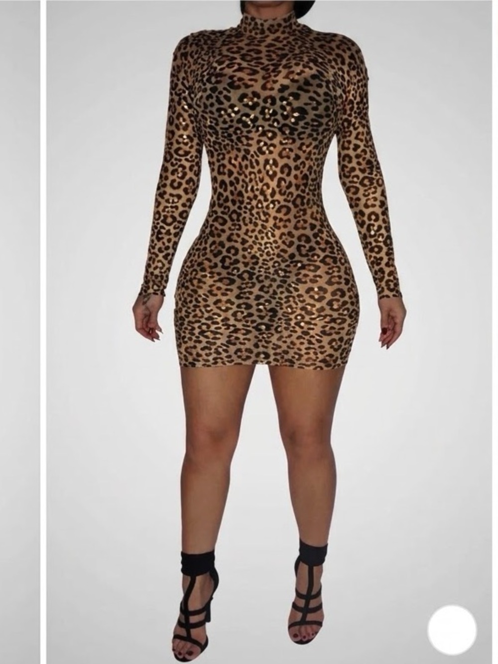 Angel Brinks Leopard Print Long Sleeve Mini Dress